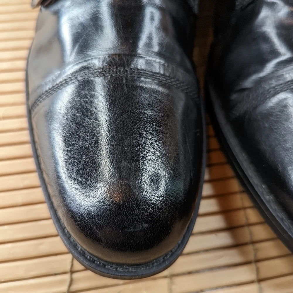 Steve Madden Mens  Black Leather Double Monk Strap Cap toe Oxford Dress Shoes Si